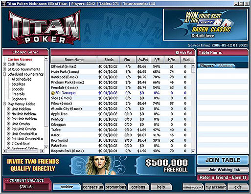 Titan Poker Lobby